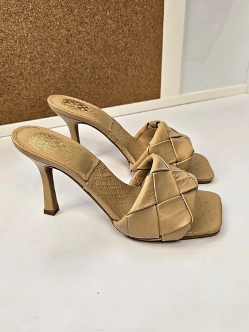 Vince Camuto Brelanie Woven Mule Heels Brown US 5.5M